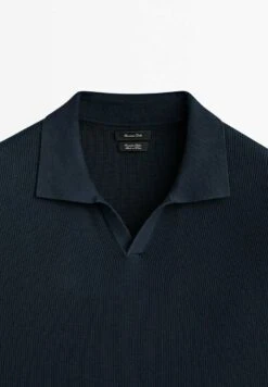 Massimo Dutti Vertical-Textured Micro - Polo Shirt - Dark Blue -Massimo Dutti Shop ec732b38b5ca4f10ae0ca7aa0eb09344