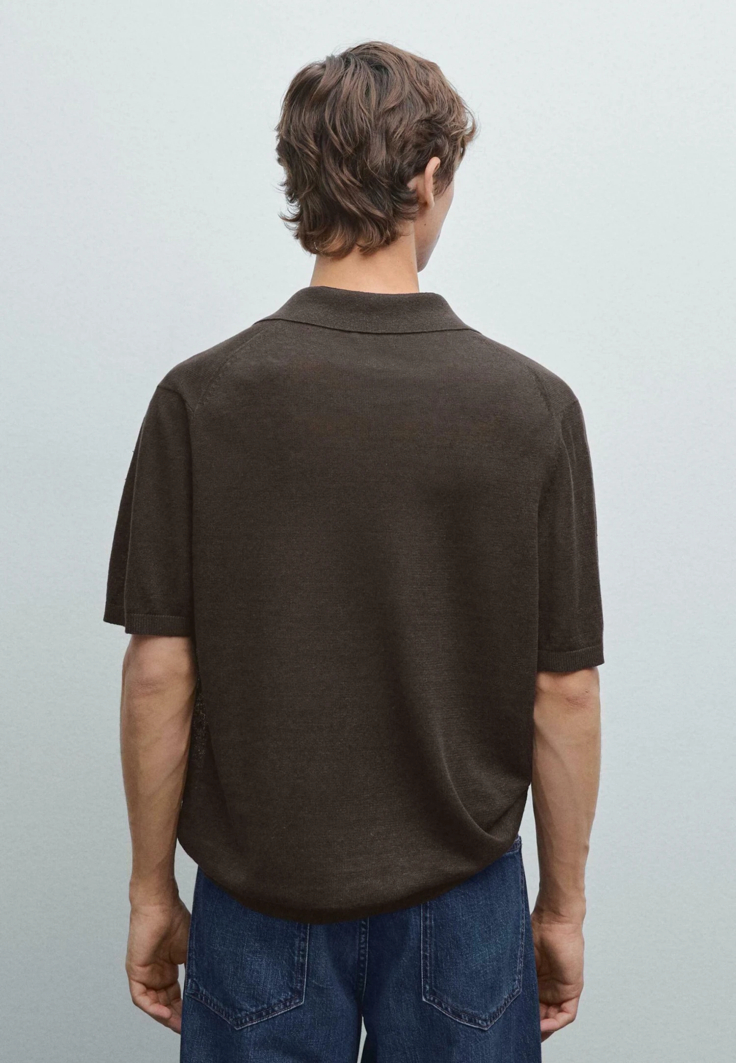 Massimo Dutti WIDE BUTTONED POLO COLLAR - Polo Shirt - Mottled Dark Grey 5 Massimo Dutti WIDE BUTTONED POLO COLLAR - Polo Shirt - Mottled Dark Grey - Image 3