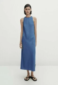 Massimo Dutti Halter - Maxi Dress - Blue
