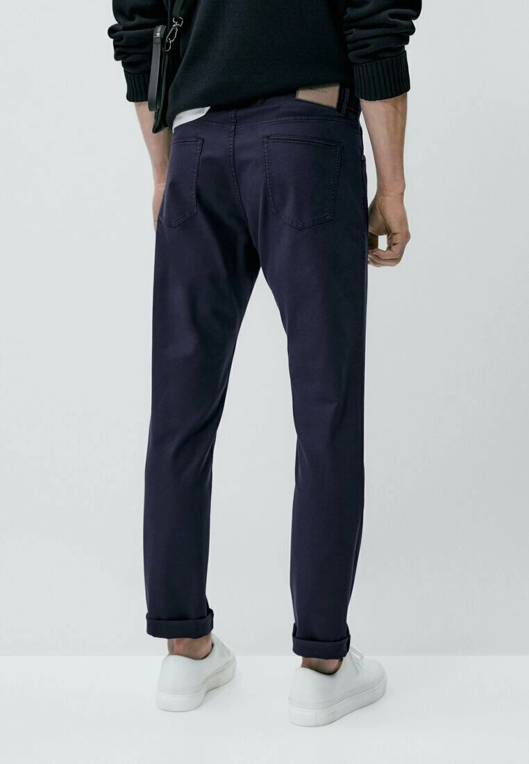 Massimo Dutti Slim Fit Textured Effect - Trousers - Blue 5 Massimo Dutti Slim Fit Textured Effect - Trousers - Blue - Image 3