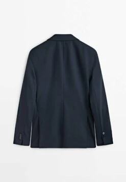 Massimo Dutti Textured Blend - Blazer Jacket - Dark Blue -Massimo Dutti Shop ed2e3da3c833476eae9b38dff74b1c9c