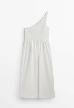 Massimo Dutti Asymmetric Poplin - Day Dress - White -Massimo Dutti Shop ed3684e57add4e768a873de5bcce4ef9