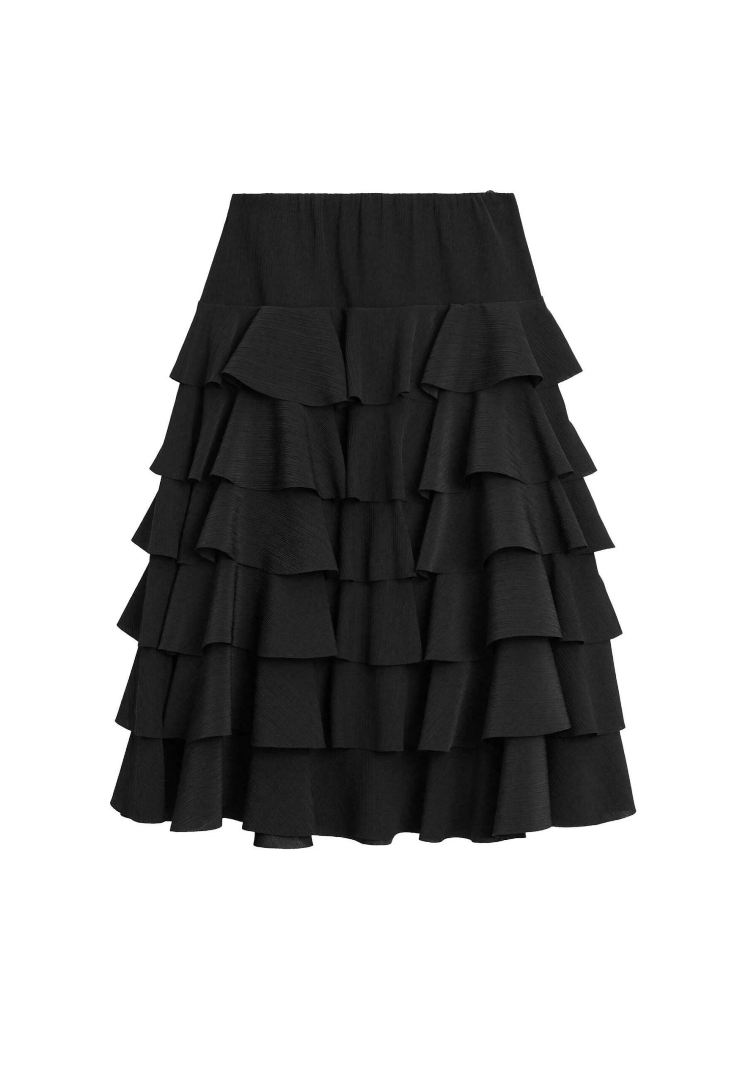 Massimo Dutti RUFFLED MIDI - A-line Skirt - Black 9 Massimo Dutti RUFFLED MIDI - A-line Skirt - Black - Image 7
