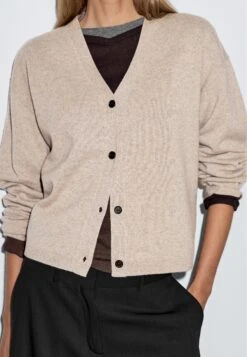 Massimo Dutti V-NECK BUTTONED KNIT - Cardigan - Light Brown -Massimo Dutti Shop ed4f396d734542139f6631de70956415