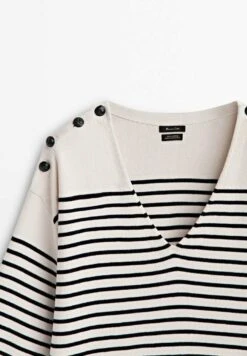 Massimo Dutti Short Striped With Button Detail- Jumper Dress - Dark Blue -Massimo Dutti Shop ed4f419290d24fe3a918cdd1c0a7b251