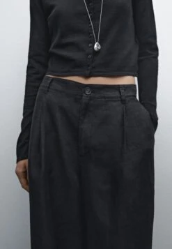 Massimo Dutti WIDE-LEG MID-RISE - Trousers - Black -Massimo Dutti Shop edb1db77c57047388d97f2ebce8b381b