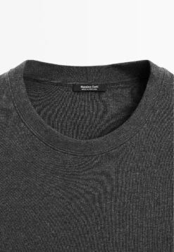 Massimo Dutti SHORT SLEEVE INTERLOCK WITH CREW NECK - Basic T-shirt - Grey -Massimo Dutti Shop ede73c9f81674f57bafb004dbaebfb75