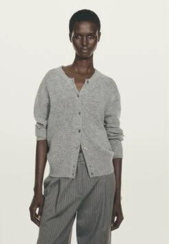 Massimo Dutti KNITTED CREW NECK - Cardigan - Grey