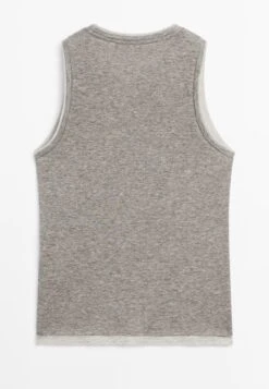 Massimo Dutti SLEEVELESS WITH DOUBLE TRIM - Basic T-shirt - Grey 17 Massimo Dutti SLEEVELESS WITH DOUBLE TRIM - Basic T-shirt - Grey -Massimo Dutti Shop ee4085af9b934c6bb9d5dd4f2df7cd46