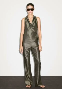 Massimo Dutti MID-RISE FLARED JACQUARD - Trousers - Dark Green -Massimo Dutti Shop ee5281d2bd654c94877cb262c419d6e2