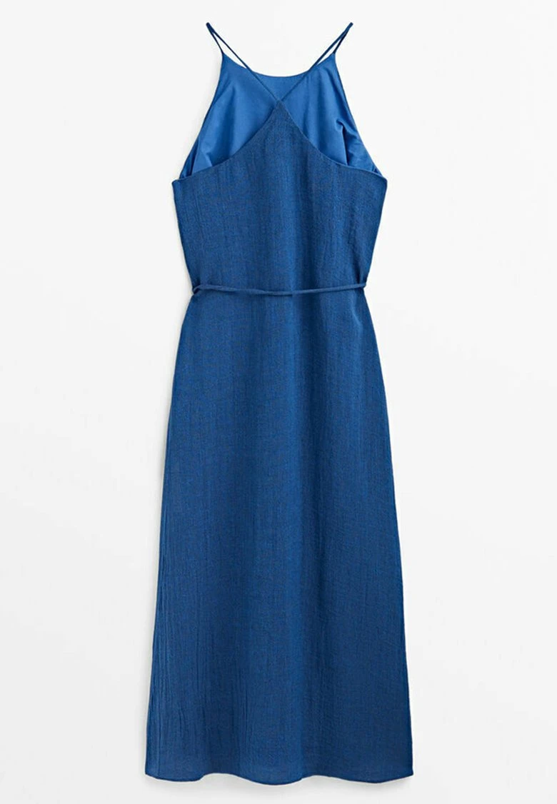 Massimo Dutti Waffle-Texture Halter- Day Dress - Blue 8 Massimo Dutti Waffle-Texture Halter- Day Dress - Blue - Image 6