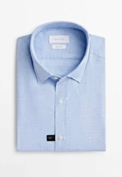 Massimo Dutti Textured Bird S-Eye - Shirt - Light Blue -Massimo Dutti Shop ee76301a6f4a4e3690316bec654774f3