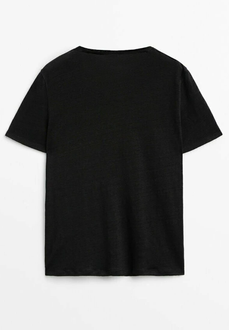 Massimo Dutti Short Sleeve- Basic T-Shirt - Black 9 Massimo Dutti Short Sleeve- Basic T-Shirt - Black - Image 7