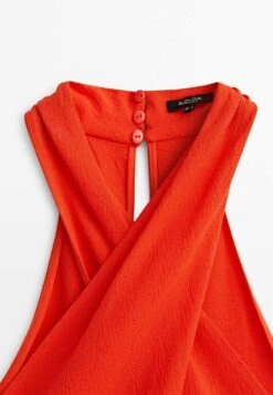 Massimo Dutti Gathered Crossover Halter Neck- Day Dress - Coral -Massimo Dutti Shop ee8a5033024d49fd880cee313f0d6c3a
