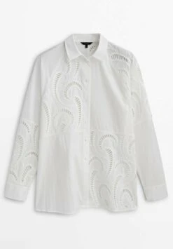Massimo Dutti With Crochet Detail - Button-Down Blouse - White -Massimo Dutti Shop ee902a6b37684f1eb961822255fe709a
