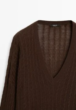 Massimo Dutti V-NECK WITH BRAIDED DETAIL - Jumper - Mottled Dark Brown 25 Massimo Dutti V-NECK WITH BRAIDED DETAIL - Jumper - Mottled Dark Brown -Massimo Dutti Shop ee905a82852844a49e8922530c72f945