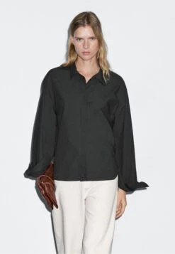 Massimo Dutti LOOSE FIT LONG SLEEVE - Button-down Blouse - Dark Grey