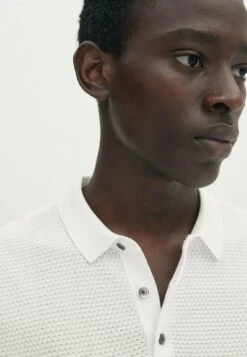 Massimo Dutti Textured Short Sleeve - Polo Shirt - White -Massimo Dutti Shop eecdea58a3bc4f76be61dd6b4d9e5273
