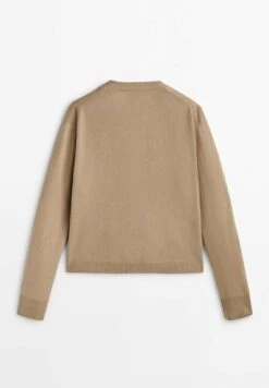 Massimo Dutti V-Neck- Cardigan - Mottled Light Brown -Massimo Dutti Shop eed05cfc502e4cddba83c6dfc0787e27