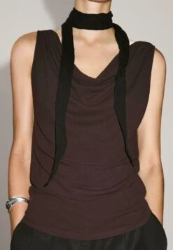 Massimo Dutti DRAPED NECKLINE - Top - Dark Brown -Massimo Dutti Shop eeeb65deede54d918d8235bc75a26185