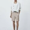 Massimo Dutti Stretch Bermuda- Shorts - Beige