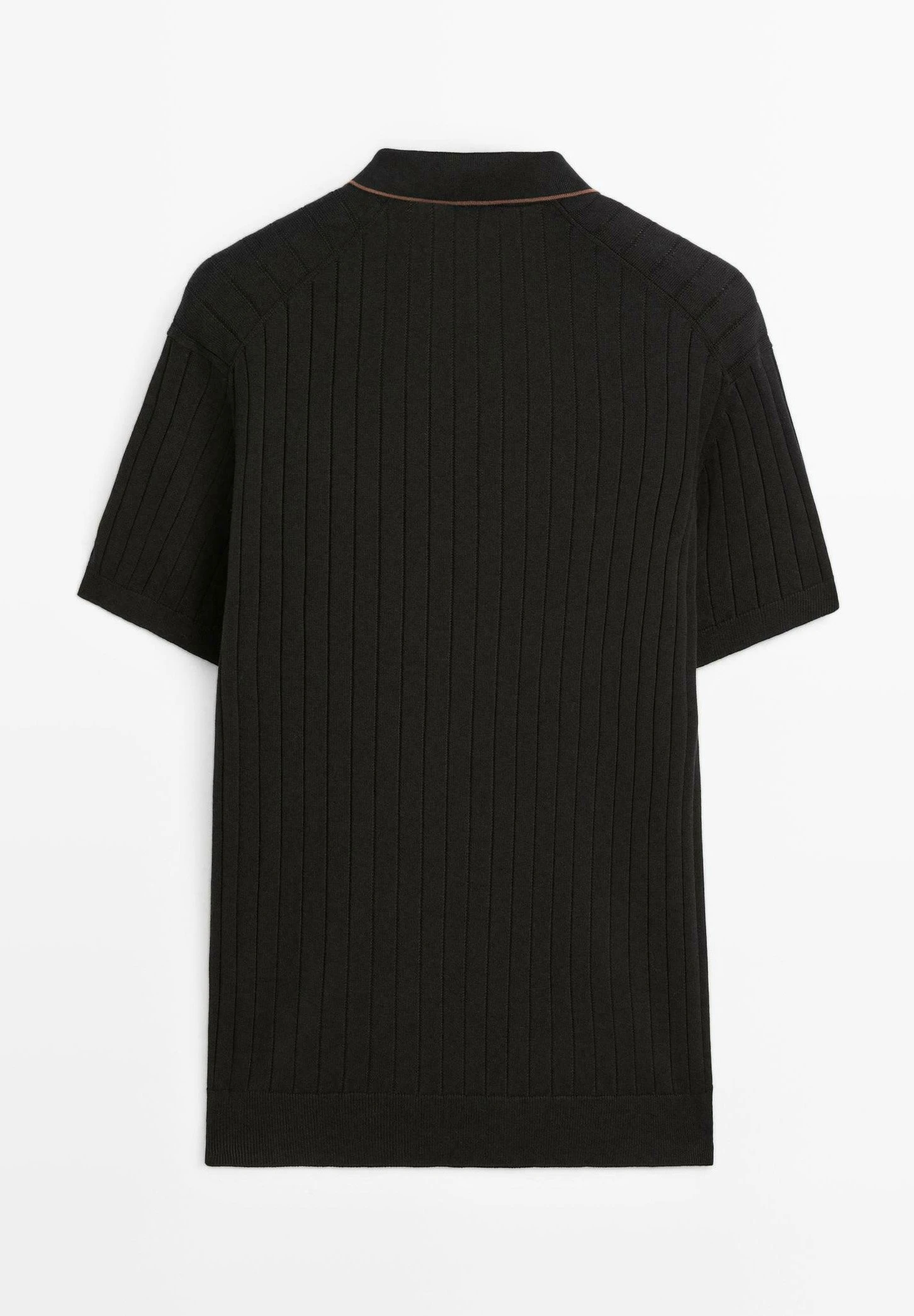 Massimo Dutti RIBBED - Polo Shirt - Black 7 Massimo Dutti RIBBED - Polo Shirt - Black - Image 5