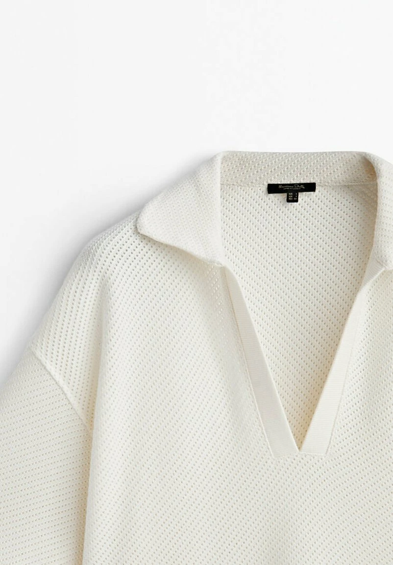 Massimo Dutti Textured - Polo Shirt - Beige 6 Massimo Dutti Textured - Polo Shirt - Beige - Image 4