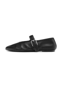 Massimo Dutti BALLERINAS - Ankle Strap Ballet Pumps - Black