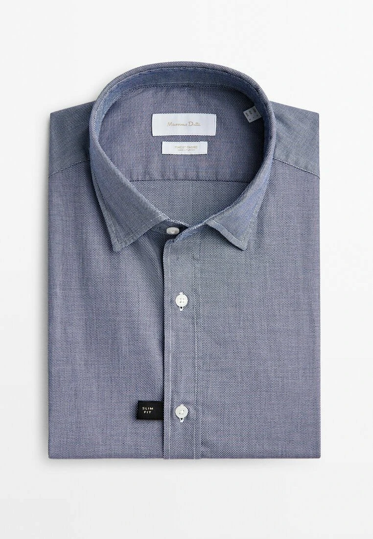 Massimo Dutti Textured Bird S-Eye - Shirt - Blue/Black Denim 11 Massimo Dutti Textured Bird S-Eye - Shirt - Blue/Black Denim - Image 9