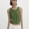 Massimo Dutti With Crossover Back- Blouse - Green