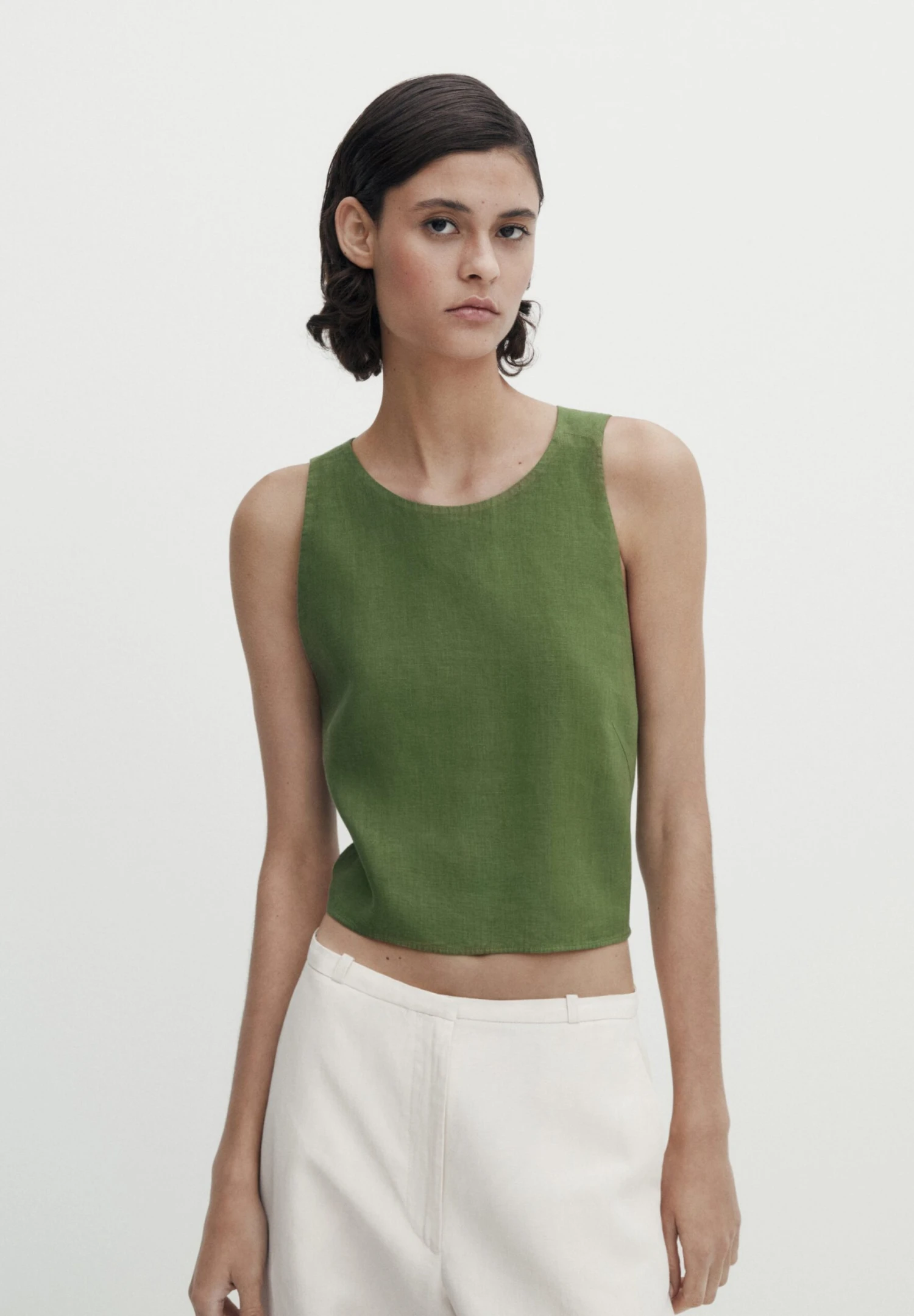 Massimo Dutti With Crossover Back- Blouse - Green 3 Massimo Dutti With Crossover Back- Blouse - Green