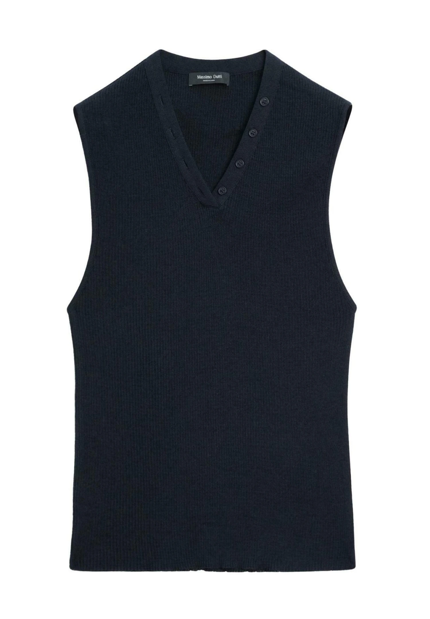 Massimo Dutti V-NECK RIBBED WITH COLLAR DETAIL - Top - Beige 14 Massimo Dutti V-NECK RIBBED WITH COLLAR DETAIL - Top - Beige - Image 12