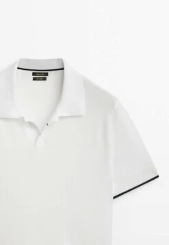 Massimo Dutti Contrast Short Sleeve- Polo Shirt - White -Massimo Dutti Shop efcbc19b196948bb9df6a4e5edcea778