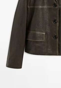 Massimo Dutti WITH LAPEL COLLAR - Leather Jacket - Mottled Dark Green 21 Massimo Dutti WITH LAPEL COLLAR - Leather Jacket - Mottled Dark Green -Massimo Dutti Shop efd28836ee4349c680de5991e8c6fb6b