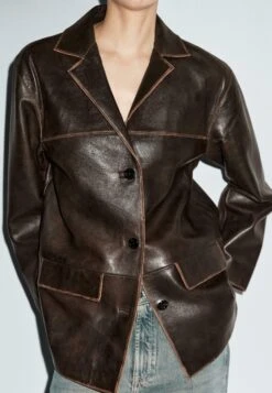 Massimo Dutti Leather Jacket - Dark Brown -Massimo Dutti Shop efd2e105afba4e71b12bd993f127ebfe