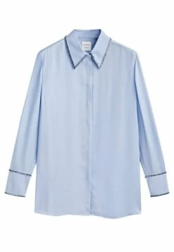 Massimo Dutti Studio Flowing With Rhinestone Detail 09407954 - Button-Down Blouse - Light Blue -Massimo Dutti Shop f0009d4b46b8435aaea209d8a3ae900e