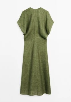 Massimo Dutti SHORT SLEEVE LINEN MIDI - Day Dress - Mottled Dark Green -Massimo Dutti Shop f05e2792f0864614b8d6b3b4484d394d