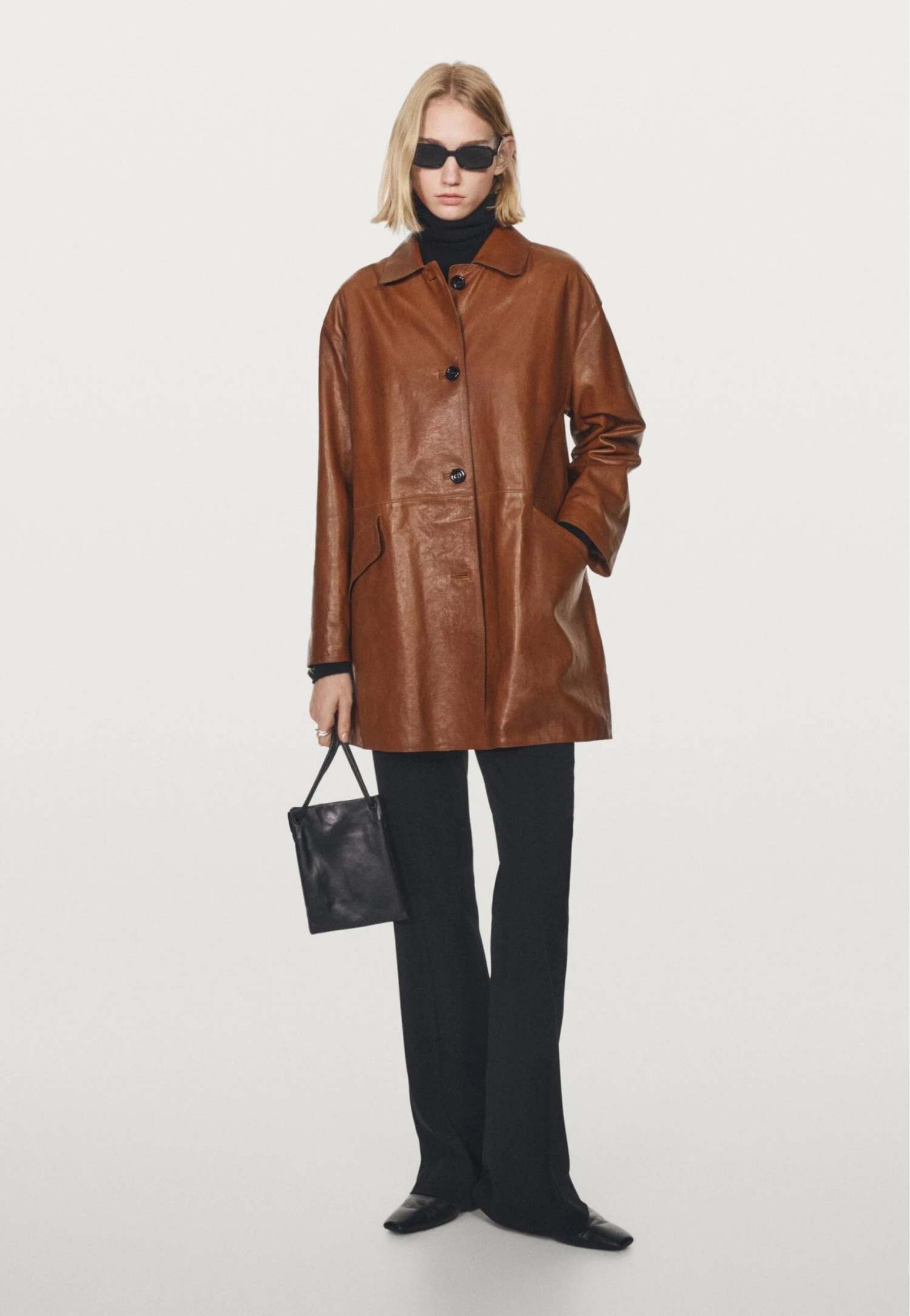 Massimo Dutti LONG - Leather Jacket - Brown 4 Massimo Dutti LONG - Leather Jacket - Brown - Image 2