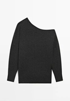 Massimo Dutti ASYMMETRIC NECK - Jumper - Mottled Light Grey -Massimo Dutti Shop f0e056168c2d48e491fa447582e44188