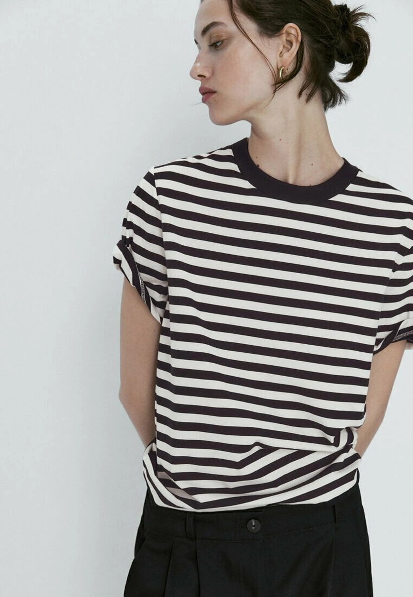 Massimo Dutti Short Sleeve Striped - Print T-Shirt - Blue 5 Massimo Dutti Short Sleeve Striped - Print T-Shirt - Blue - Image 3