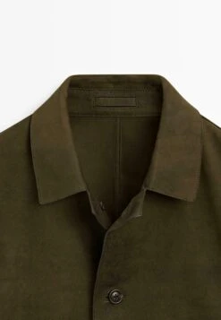 Massimo Dutti DISTRESSED EFFECT - Leather Jacket - Mottled Dark Green -Massimo Dutti Shop f104186f0aad4defb4a01b02dd5cb3a1