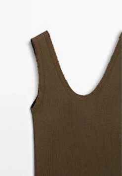 Massimo Dutti ROUND NECK WITH FRAYED PIPING - Top - Mottled Brown -Massimo Dutti Shop f105449fc2e44c54b7575923551467a3