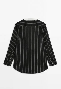 Massimo Dutti STRIPED CHEST GARMENT - Button-down Blouse - Black -Massimo Dutti Shop f12f6f8634404fcebcd04cfb5bc5ebe5