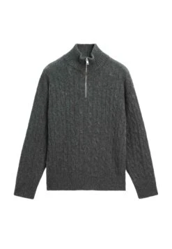 Massimo Dutti HIGH NECK WITH ZIP - Jumper - Grey -Massimo Dutti Shop f20d3138ab7143679931f81c0485bb85