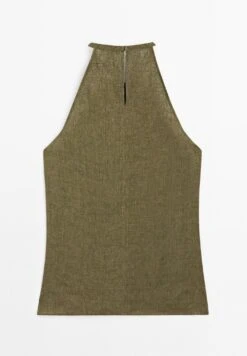 Massimo Dutti CROSSOVER HALTER TOP - Top - Mottled Dark Green -Massimo Dutti Shop f2150a4350d44b1d91d89e525a4f586f