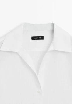 Massimo Dutti OPEN COLLAR LONG SLEEVE - Button-down Blouse - White -Massimo Dutti Shop f22c510e94d64ace8f299b3364332bec