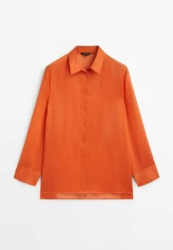 Massimo Dutti With Chest Detail - Button-Down Blouse - Orange -Massimo Dutti Shop f23492b11c2641f3b896e15047705df9