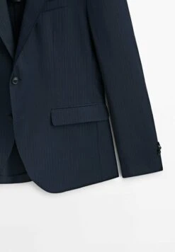 Massimo Dutti Pinstripes Super - Suit Jacket - Blue/Black Denim -Massimo Dutti Shop f273838c9e0e4cfbbe060113850002a8