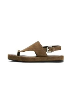 Massimo Dutti WITH QUILTED - T-bar Sandals - Camel