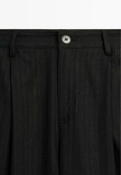 Massimo Dutti MID-RISE WIDE-LEG PINSNTRIPE - Trousers - Black -Massimo Dutti Shop f2932ace86214325948263c2e5248a50